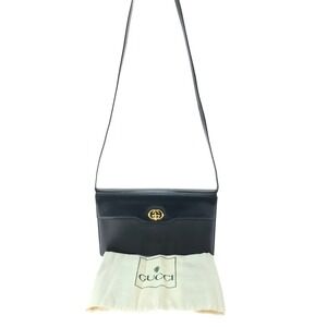 Gucci black leather shoulder bag with Interlocking G logo